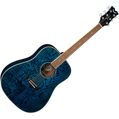 Dean AXS Dreadnought Quilt Ash Acoustic Guitar - Trans Blue - Open Box