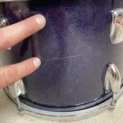 Slingerland  13” Mounted Tom Drum w Brass Hoops 60s Sparkling Blue Pearl image 7