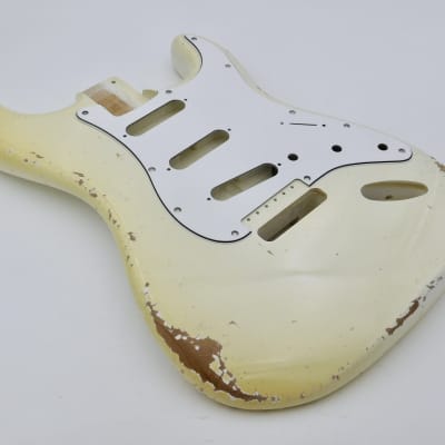 3lbs 14oz BloomDoom Nitro Lacquer Aged Relic Olympic White S-Style Vintage Custom Guitar Body image 1