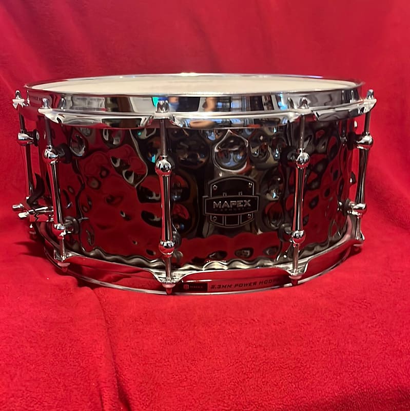 6.5x14 Mapex Armory Hammered Steel Daisy Cutter Snare Reverb