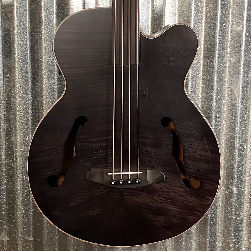 Aria Pro FEB-F2/FL 4 String Acoustic Electric Fretless Bass Black Stain & Bag #9506 image 1
