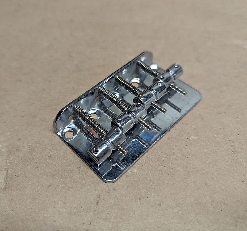 Squier by Fender Chrome 4-String Bass Bridge - 5 Hole Mount | Reverb