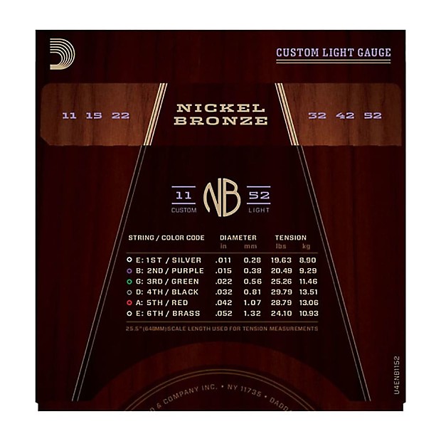 D'Addario NB1152 Nickel Bronze Acoustic Guitar Strings, Custom Light Gauge image 2