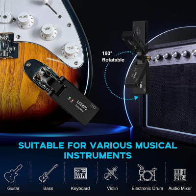 LEKATO 2.4GHz Wireless Guitar Transmitter Receiver W/ Charging Box 1/4”& 1/8”Plug image 6