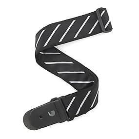 D'Addario T20W1409 Woven Guitar Strap, Tie Stripes, White & Black image 1