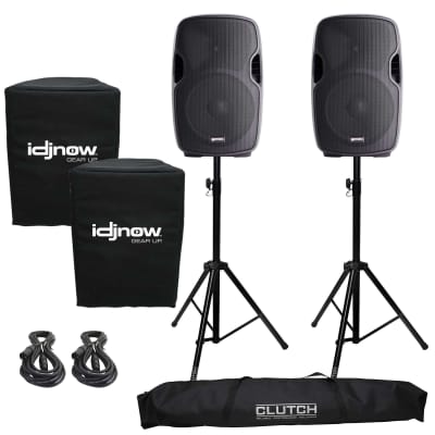 Gemini AS-1200P Active/Powered Portable DJ PA Speaker System Stands and Covers image 1