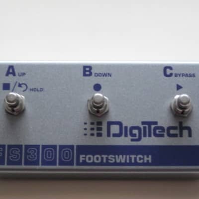 lightly used (mostly areas are A+ or near A+ except bottom side) DigiTech FS300 Footswitch + TRS cable (Silver Casing with Blue Graphic) NO box / NO paperwork image 2
