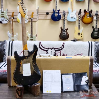 Fender Custom Shop 1959 Stratocaster Dark AAA Rosewood Board Super Heavy Relic Black over 3 Tone Sunburst 7.35 LBS image 10