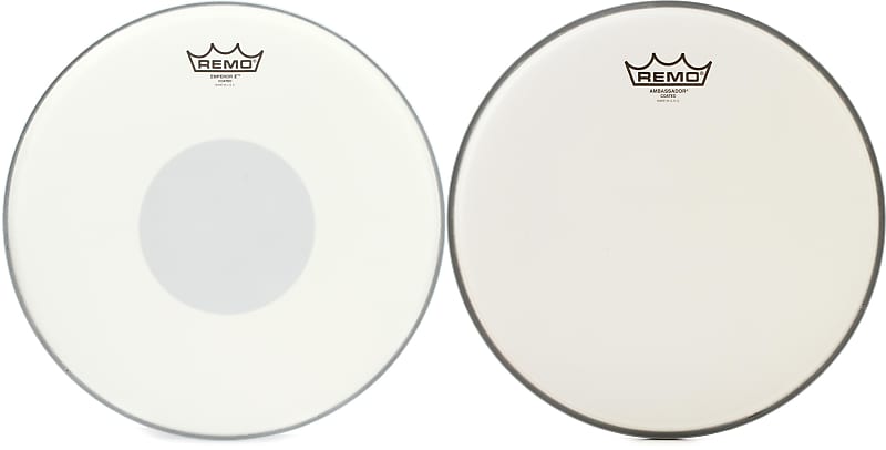 Remo Emperor X Coated Drumhead - 14 inch - with Black Dot  Bundle with Remo Ambassador Coated Drumhead - 12 inch image 1