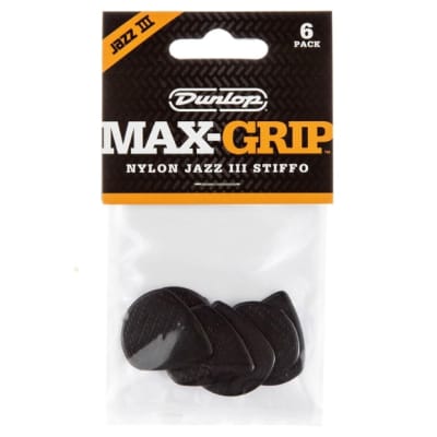 Dunlop Max-Grip Jazz III Stiffo, Black, 6-Pack image 5