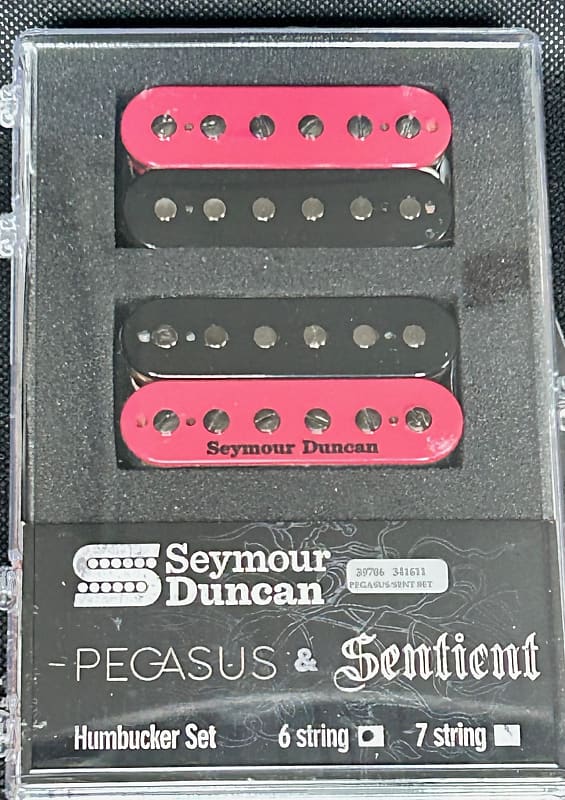 Seymour Duncan Pegasus Bridge & Sentient Neck 6 String Dark Pink/Black  Zebra Humbucker Guitar Pickup Set