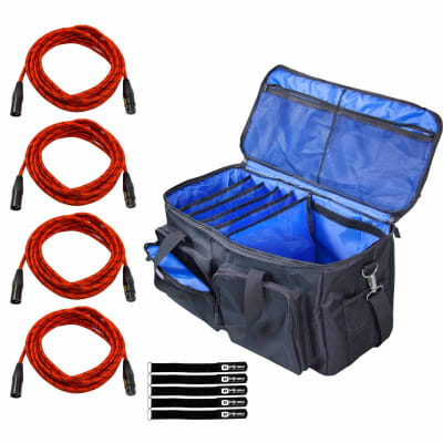 DJ Audio Padded Multipurpose Accessories Storage Travel Bag Case, Red XLR Cables image 1