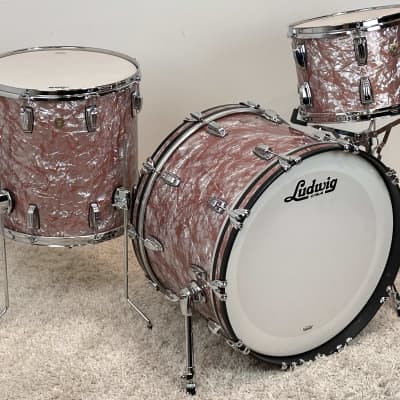 Ludwig 22/13/16" Classic Maple "Fab" Drum Set - Exclusive Rose Marine Pearl image 3