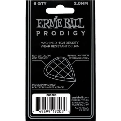 Ernie Ball 9203 Prodigy Mini Pick, 2mm, White, 6 Pack image 3