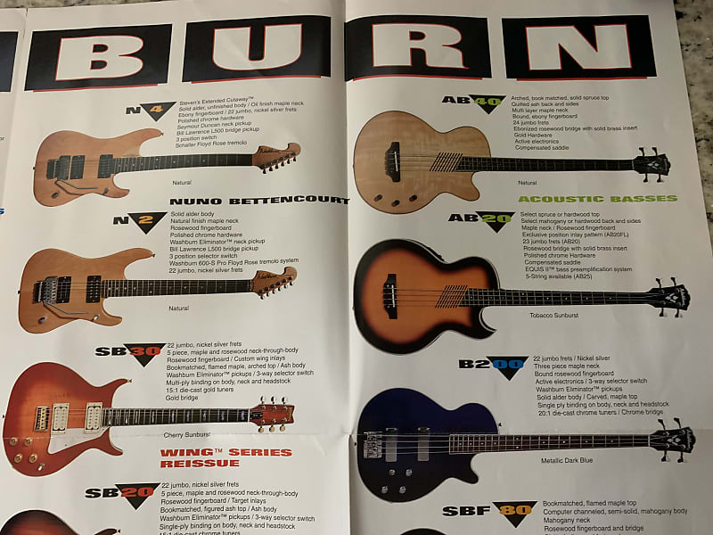 Washburn Catalog 80'90's MG 70 74 40 42 Nuno 2 SB 30 20 AB Reverb