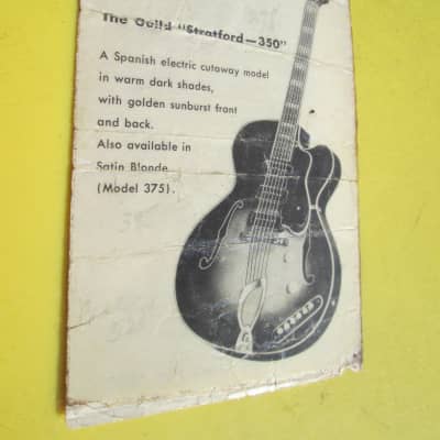 MEGARARE Vintage '53 GUILD X-350 STRATFORD 3 Pickup Archtop Guitar HANG TAG ! for sale