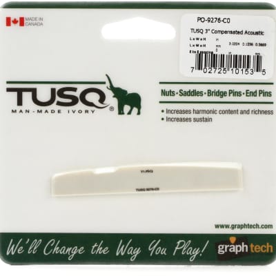 Graph Tech PP-2182-00 TUSQ Traditional Style Bridge Pin Set - Black with 2mm Paua Shell Dot Inlay (set of 6)  Bundle with Graph Tech PQ-9276-C0 TUSQ 3" Compensated Acoustic Guitar Saddle image 3