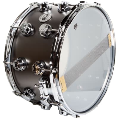 Drum Workshop Satin Black Nickel Over Brass 8x14 Snare with Chrome Hardware image 2