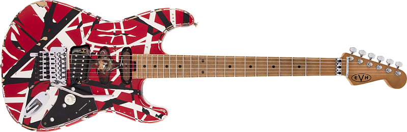 EVH - Striped Series Frankenstein™ Frankie, Maple Fingerboard, Red with Black Stripes Relic image 1