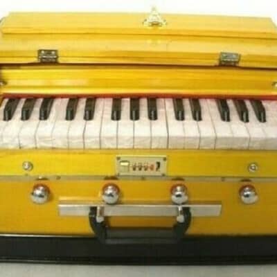 Handmade Harmonium 4 Stopper Double  Professional Musial Instrument High Class Sound 2022 Yellow image 1