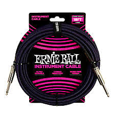 Ernie Ball PO6395 18" Braided Straight-Straight Instrument Cable Purple/Black - Purple & Black image 1