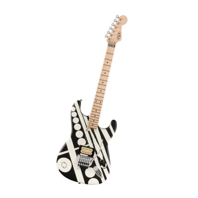 EVH Striped Series Circles 6-String Right-Handed Electric Guitar with Basswood Body and Maple Fingerboard (White and Black) image 4