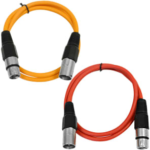 2 Pack of XLR Patch Cables 3 Foot Extension Cords Jumper - Green and Red image 2