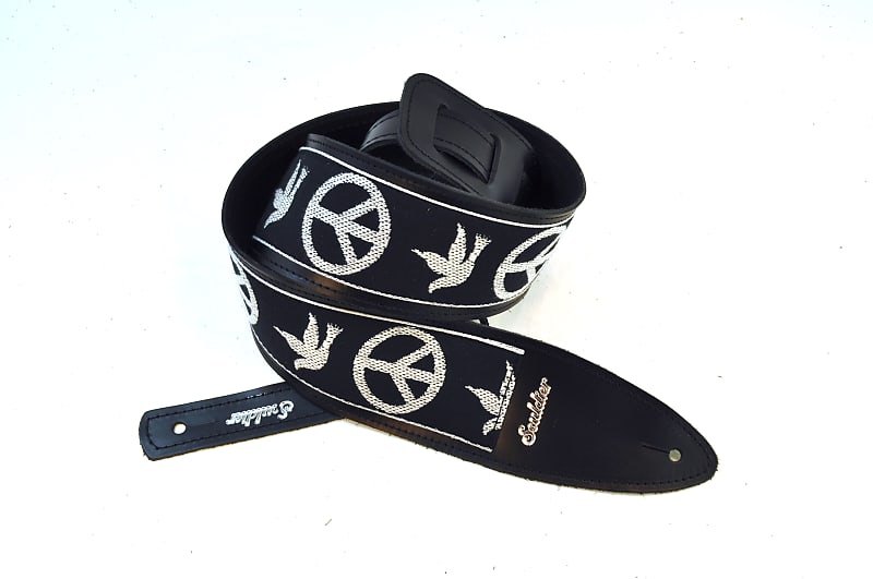 Souldier 'Torpedo' Leather Guitar Strap - Young Peace Dove in Black image 1