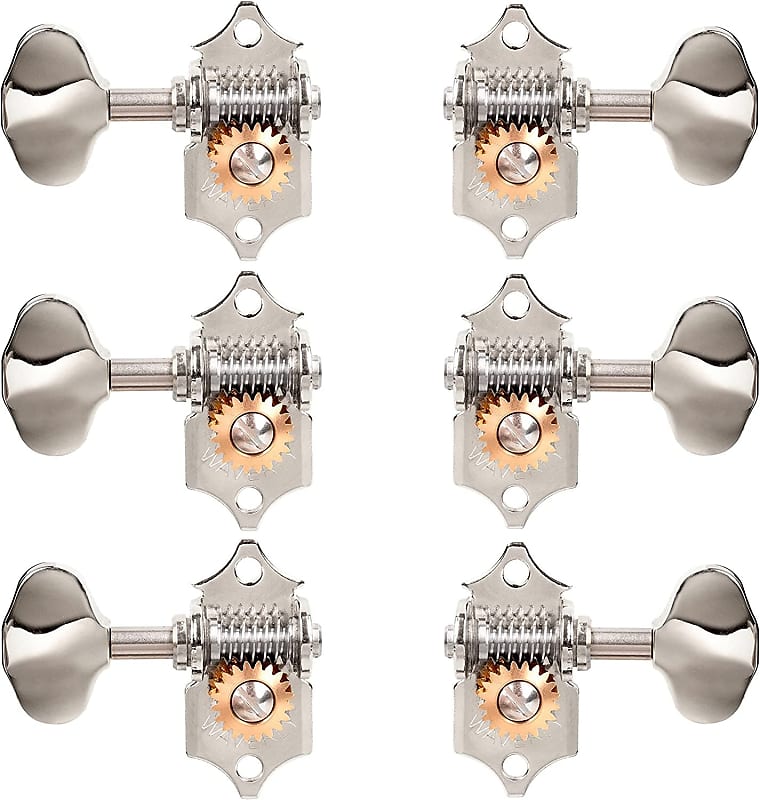 Waverly High Ratio Guitar Tuners with Butterbean Knobs for Solid Pegheads,  Nickel, 3L/3R (14060)