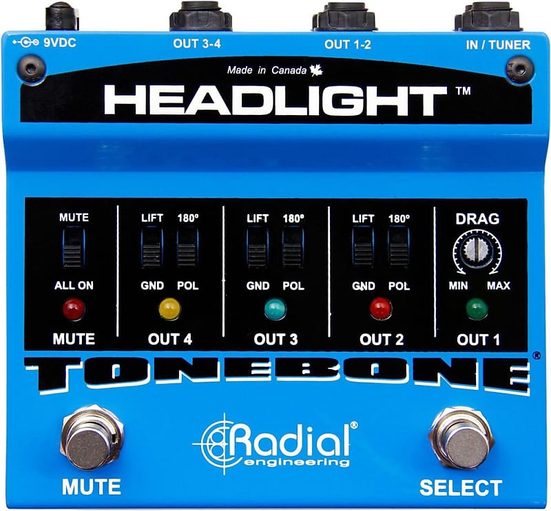 Radial Headlight 4 Channel Guitar Amp Selector with 4 Output and Class-A Input Buffer image 1