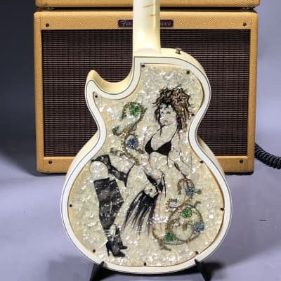 Gibson Les Paul Rare Custom Shop Original One Off Design "Glitter Girls" 1989 Pearl White image 11