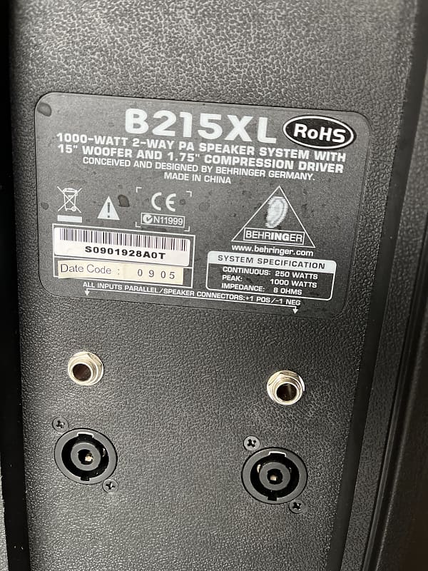 Pair of Behringer B215XL Black PA speakers | Reverb Pair of Behringer B215XL Black PA speakers | Reverb