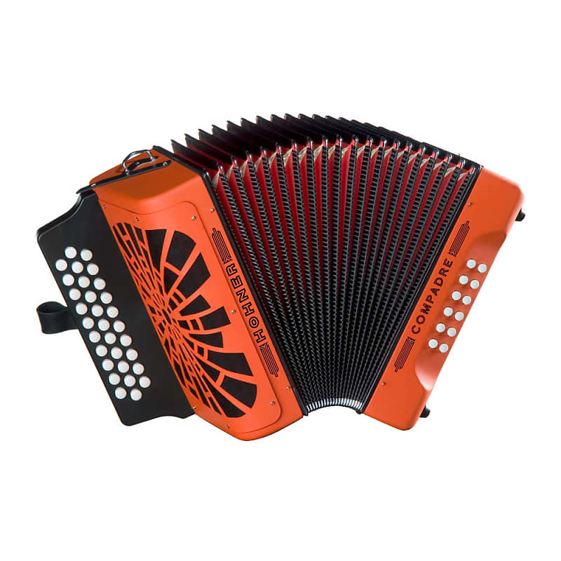 Hohner Compadre FBbEb Musica Tipica Series Accordion (Orange) - 12 Basses, 62 Notes, Standard Straps with Gig Bag image 1