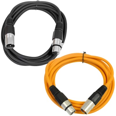 2 Pack of XLR Patch Cables 6 Foot Extension Cords Jumper - Black and Orange image 1