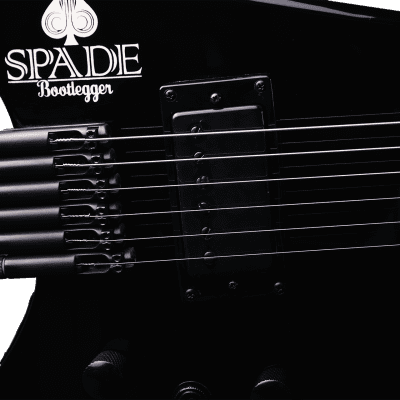 BootLegger Guitar Spade Gibson Scale 24.75 Headless Guitar With Case 2022 Black image 6