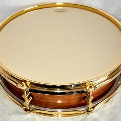 Unmarked ANTIQUE SNARE DRUM SHELL W/ RINGS 14 X 3&15/16"- FREE SHIP TO CUSA! Late 1920's to Early 40's - 1 ply Steambent Mahogany w/ Maple Rings & Bird's Eye Veneer image 5