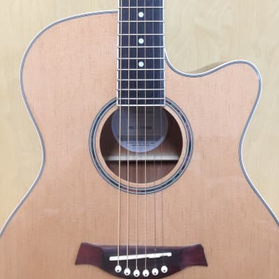Haze F560CEQN 40" OM Shape Acoustic Guitar, Gloss Natural, EQ, Cutaway + Free Gig Bag image 5