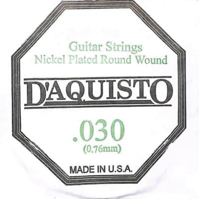 Five (5) - .030 Nickel Roundwound - D'Aquisto - Electric / Acoustic Guitar Strings for sale