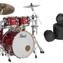 Pearl Masters Complete 22x18_10x7_12x8_16x16 Vermilion Sparkle Drums +Bags Authorized Dealer