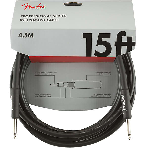Fender Professional Series Instrument Cable Straight/Straight 15' Black image 1