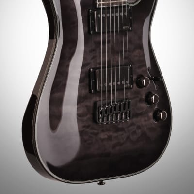 Schecter Hellraiser Hybrid C-7 Electric Guitar, 7-String, Transparent Black Burst image 3