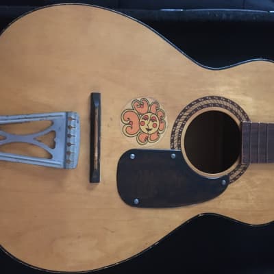 1960’s Silvertone parlor acoustic guitar  Parlor Natural and painted wood image 10