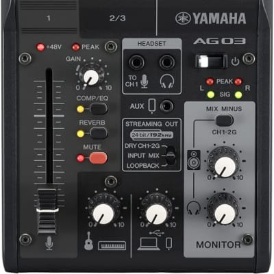 Yamaha AG03MK2 Black 6-Channel Live Streaming Loopback Mixer/USB interface image 1