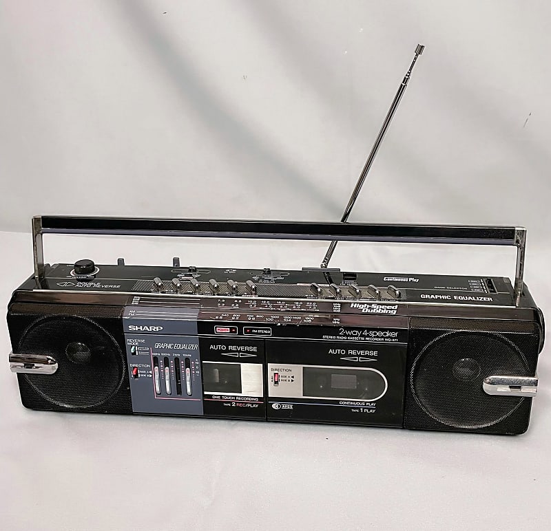 1990s Sharp WQ-571Z(BK) AM/FM Aux-in Radio Cassette Player Boombox Ghettoblaster - WORKING image 1