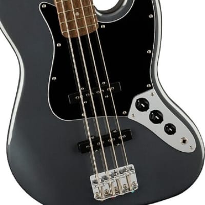 Squier Affinity Series Jazz Bass Laurel Fingerboard Black Pickguard, Charcoal Frost Metallic image 10