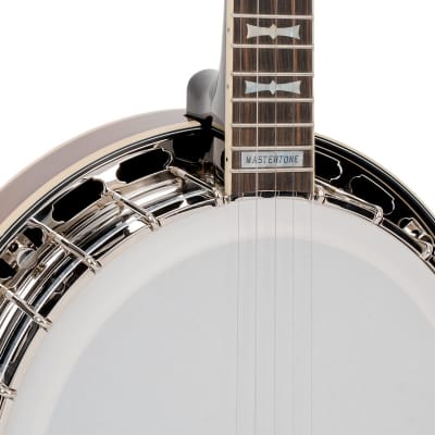 Gold Tone OB-2AT/L Mastertone Mahogany Neck Archtop Bowtie Banjo with Hard Case for Left Handed Players image 7