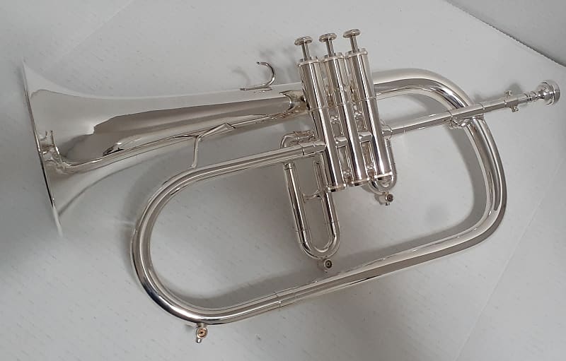 Getzen ETERNA 895S- 3 Valve FLUGELHORN , Mouthpiece & 2 Handle Combo Hard  case . 1972-1975 - Silver plated