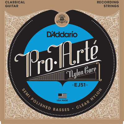 D'Addario EJ51 Pro-Arte Classical Guitar Strings with Polished Basses, Hard Tension image 1