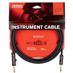 Planet Waves PW-AG-15 Circuit Breaker 1/4" TS Straight Instrument Cable w/ Integrated Mute Switch - 15'