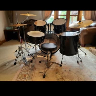 Pearl Forum 90s - Black with carry cases and Sabian cymbals image 2